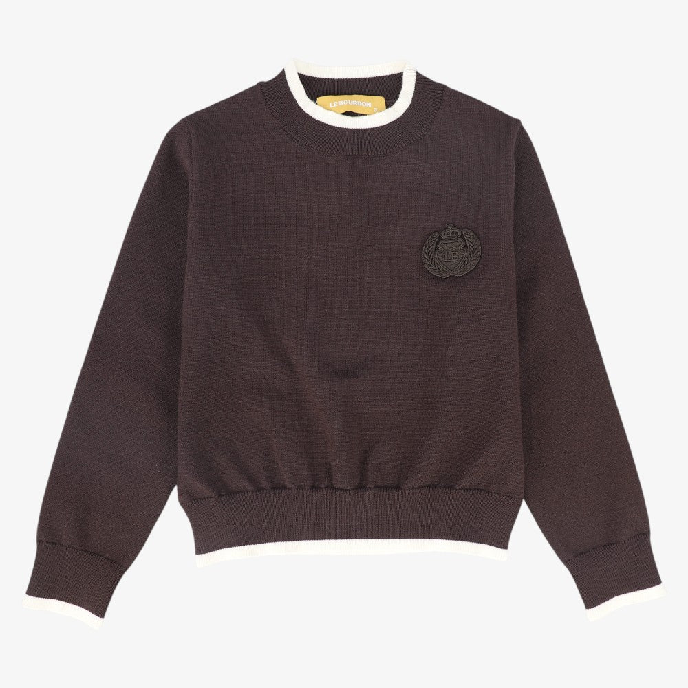 Trim Border Sweater - Brown
