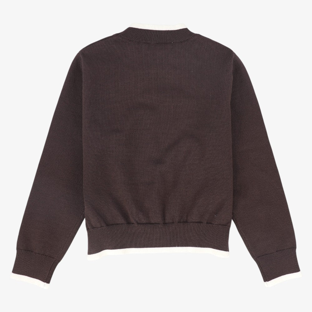 Trim Border Sweater - Brown