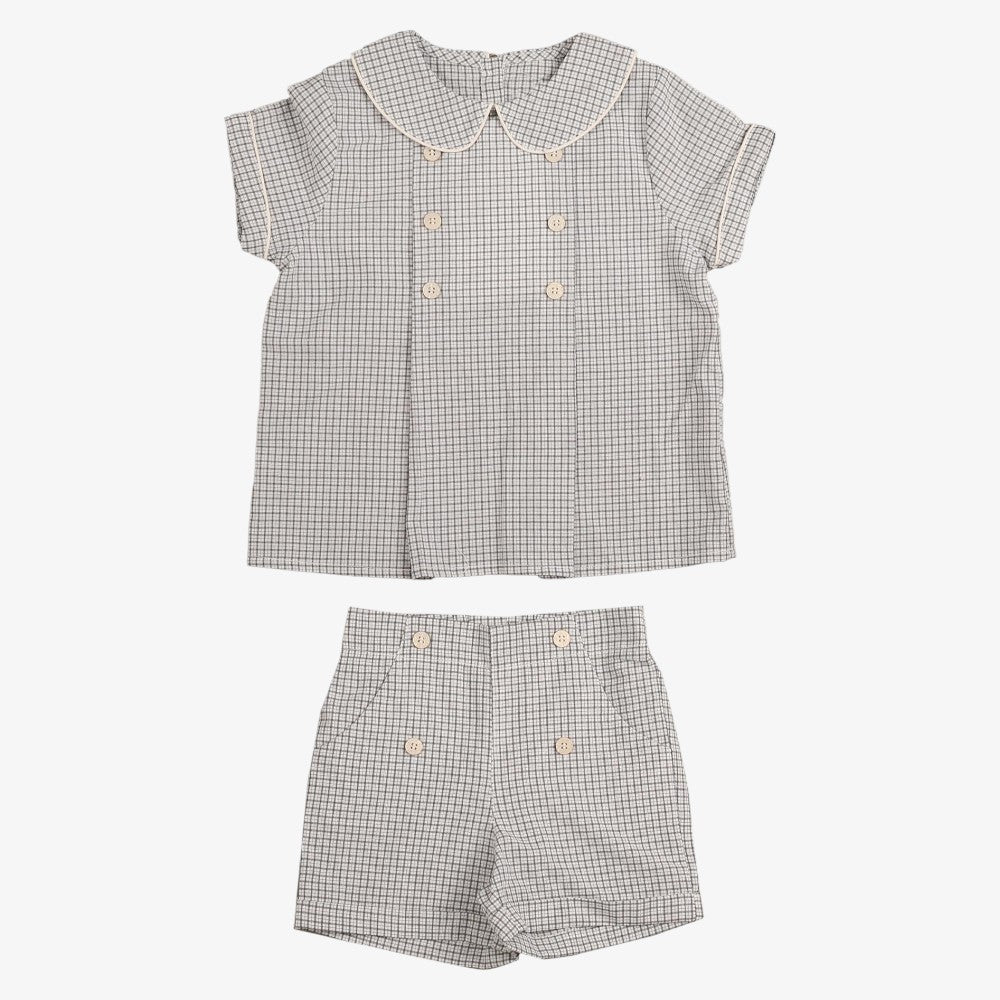 Pleat Shirt And Shorts - Grey