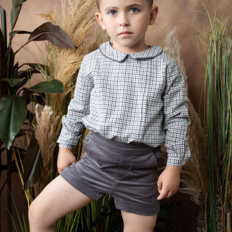 Plaid Peter Pan Shirt - Charcoal
