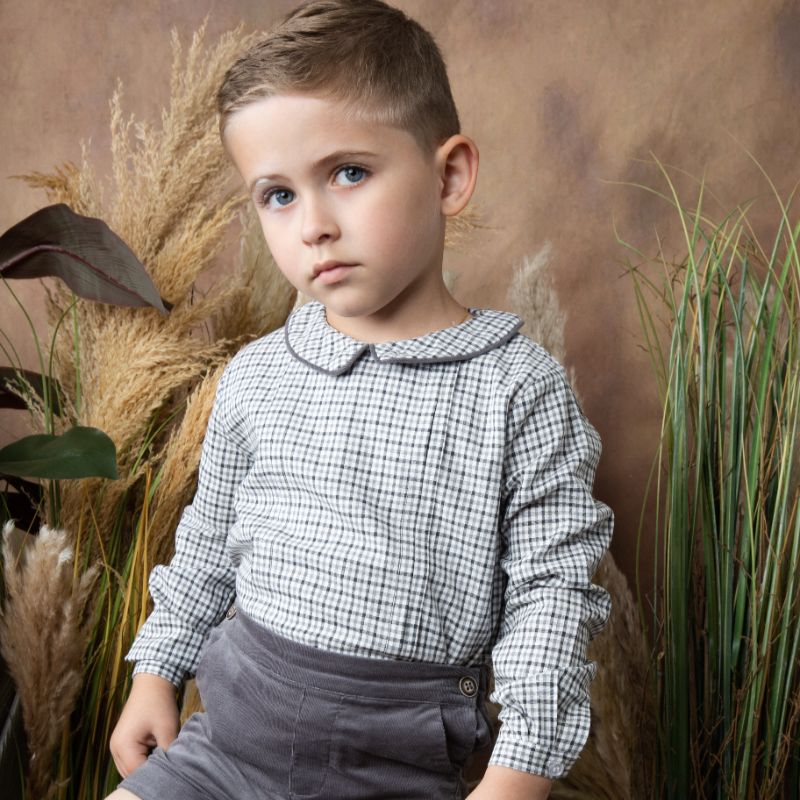 Plaid Peter Pan Shirt - Charcoal