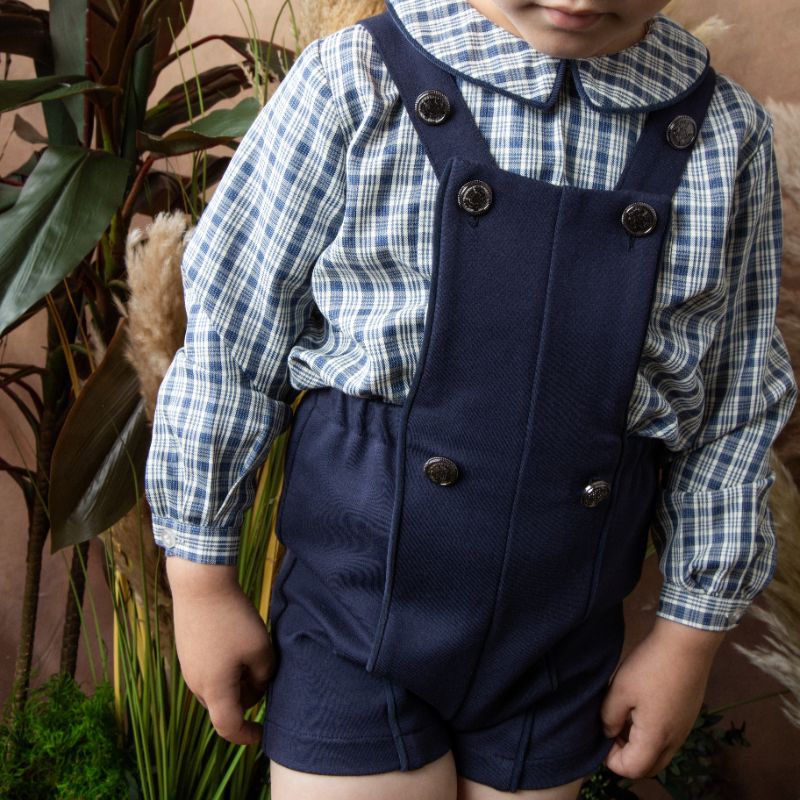 Plaid Peter Pan Shirt - Navy