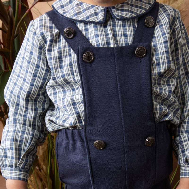 Plaid Peter Pan Shirt - Navy
