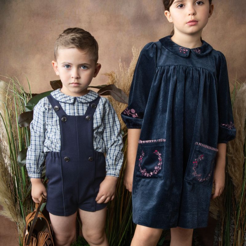 Plaid Peter Pan Shirt - Navy