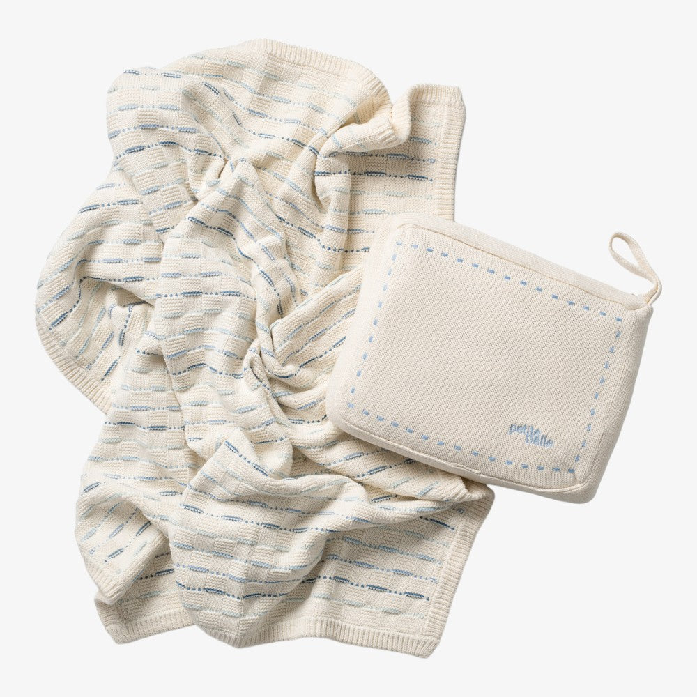 Petite Belle Weave Knit Blanket - Powder Blue