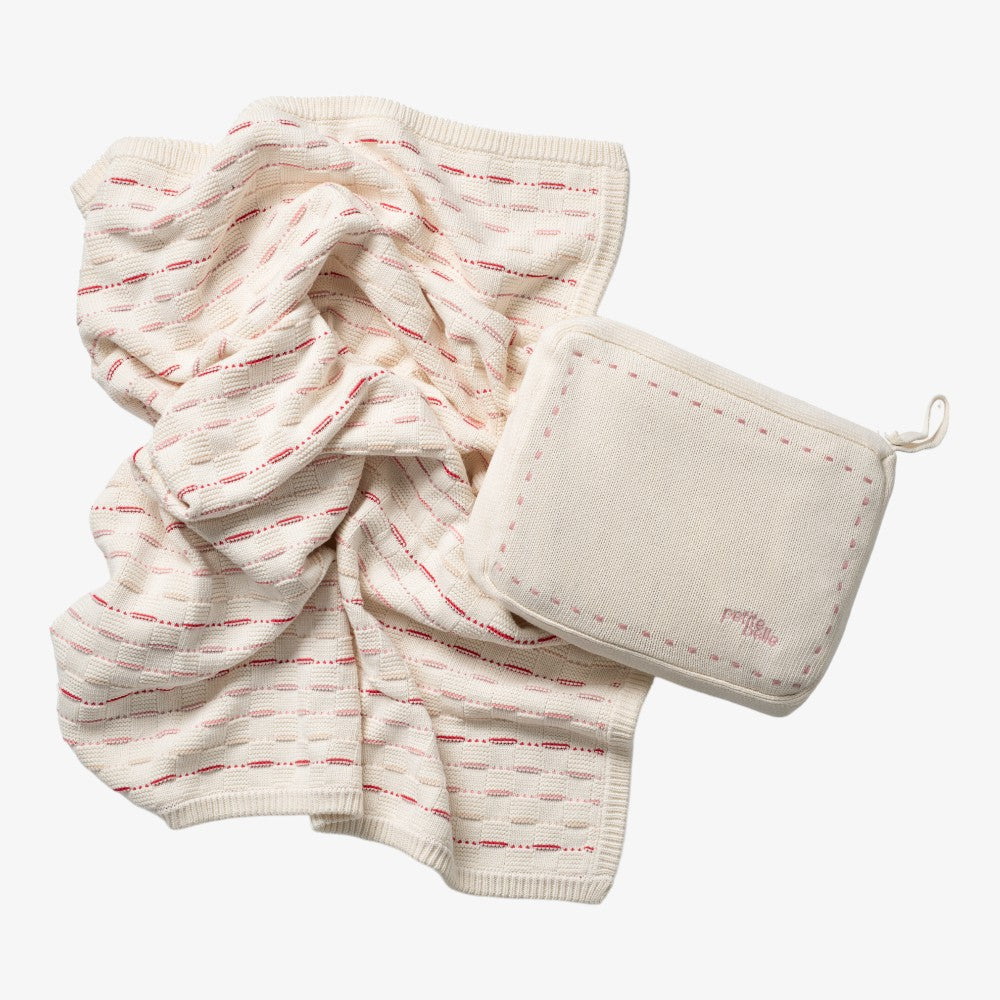 Petite Belle Weave Knit Blanket - Ruby Blush