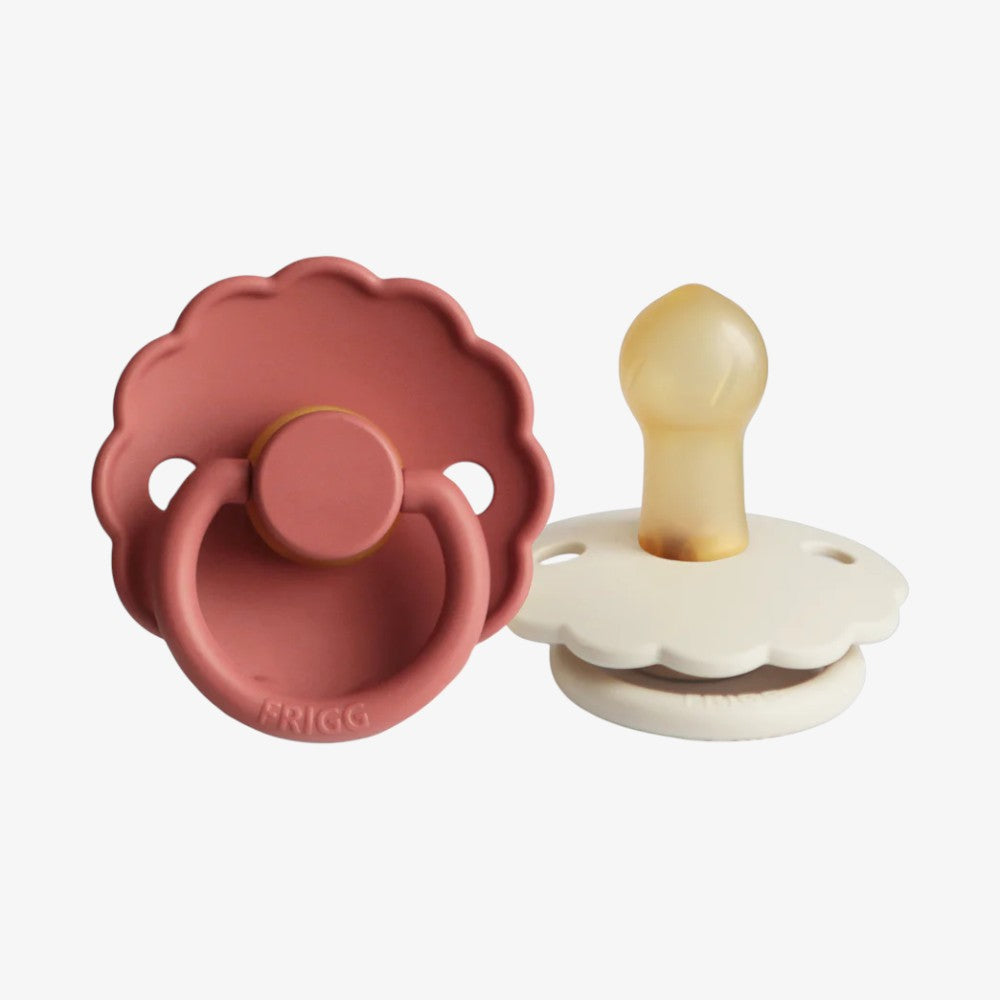 Daisy Silicone Pacifier Clip 2 Pack - Clay &amp; Cream