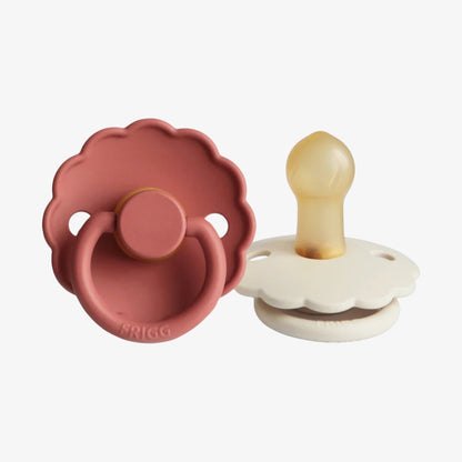 Daisy Silicone Pacifier Clip 2 Pack - Clay &amp; Cream