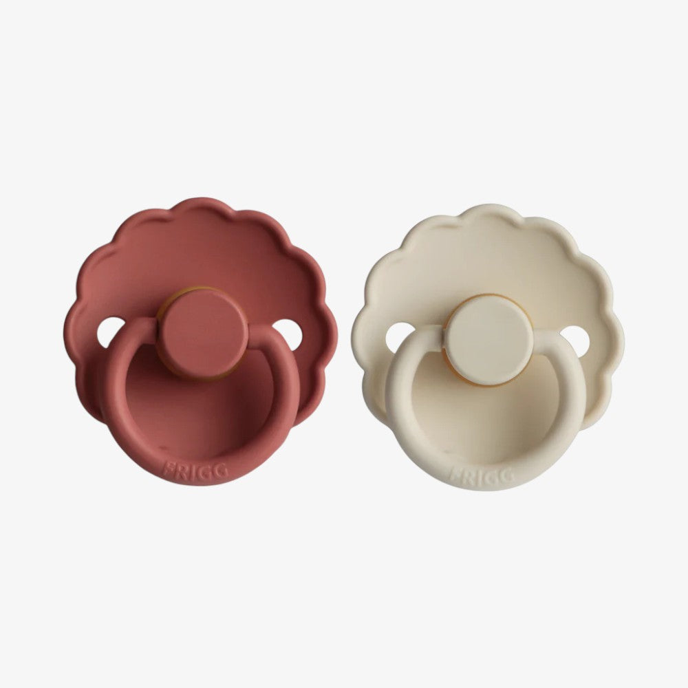 Daisy Silicone Pacifier Clip 2 Pack - Clay &amp; Cream