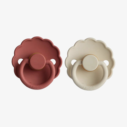Daisy Silicone Pacifier Clip 2 Pack - Clay &amp; Cream