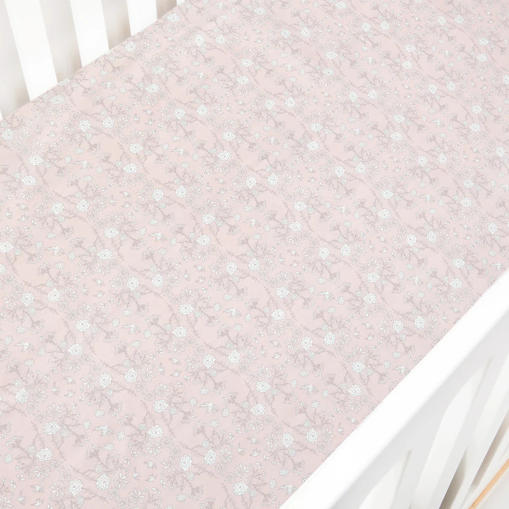 Crib Sheet - Birds Pink
