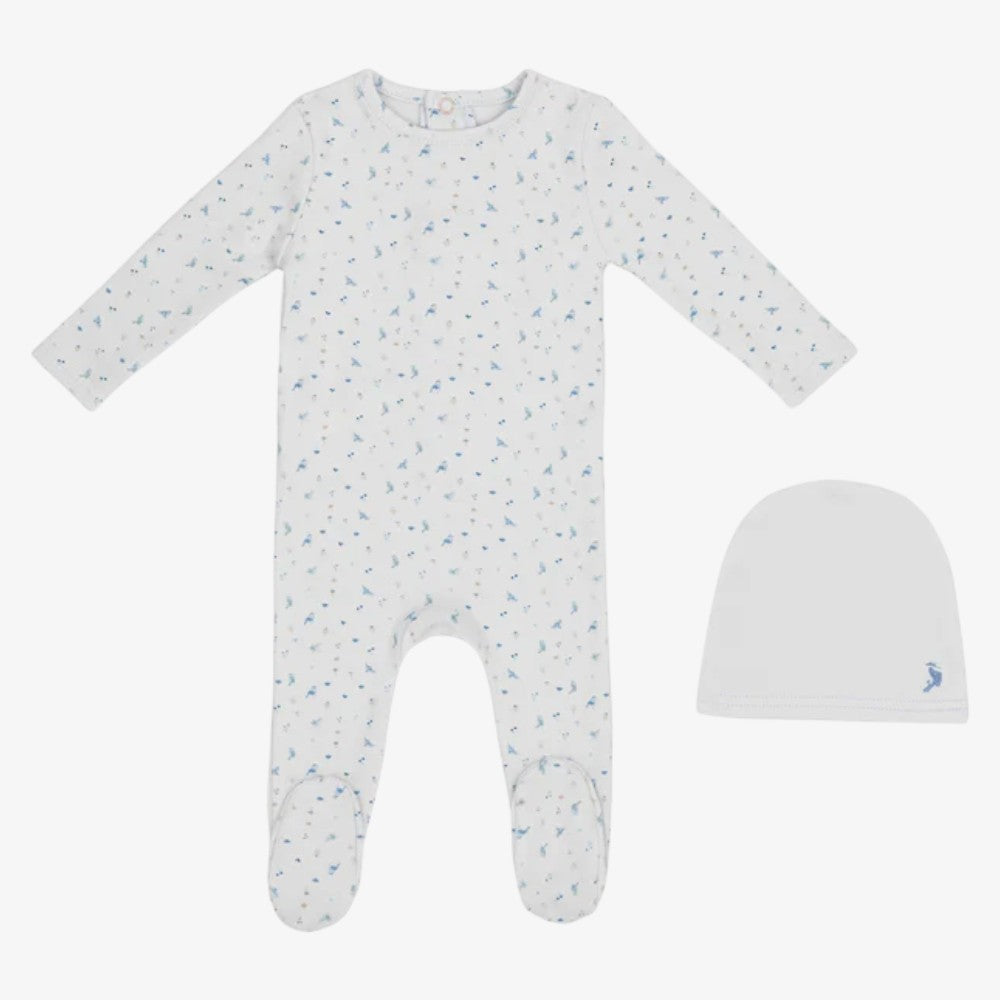 Bird Footie And Hat - Blue