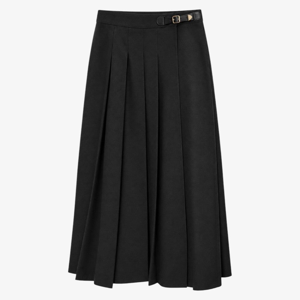 Wrap Pleat Skirt - Black