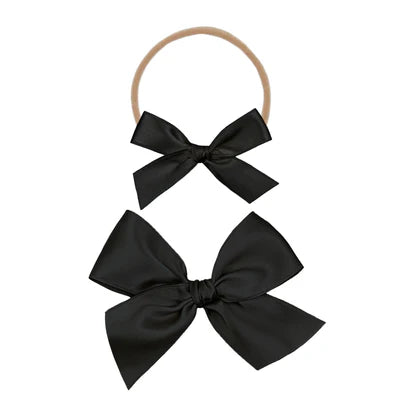 Satin Bow Headband - Black