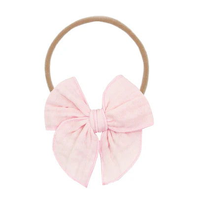 Muslin Bow Headband - Blush