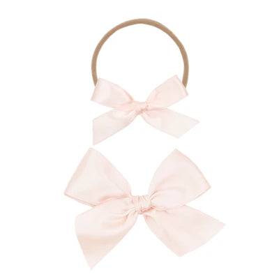 Satin Bow Headband - Blush