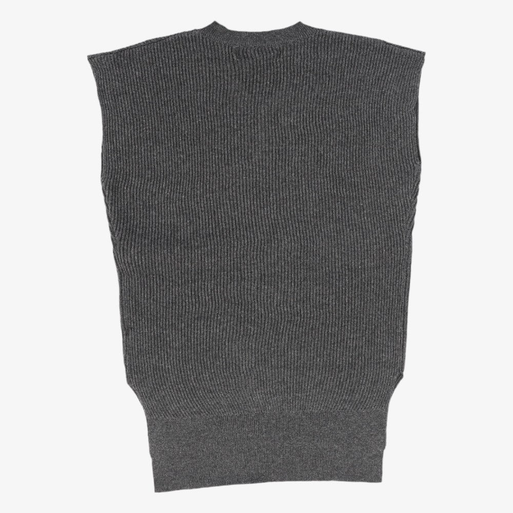 Ribbed V Neck Sweater - Charcoal