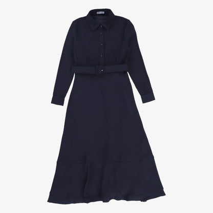 Belted Midi Dress - Navy