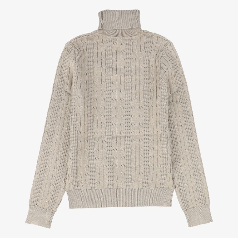 Cable Knit Collar Sweater - Beige