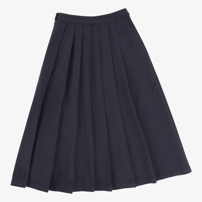 Flannel Pleated Midi Skirt - Navy