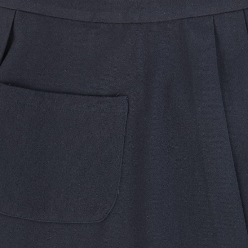 Flannel Pleated Midi Skirt - Navy