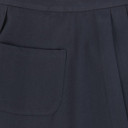 Flannel Pleated Midi Skirt - Navy