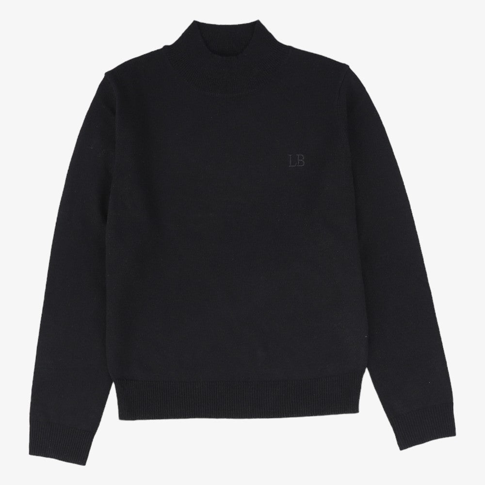 Silk Mock Neck Sweater - Black