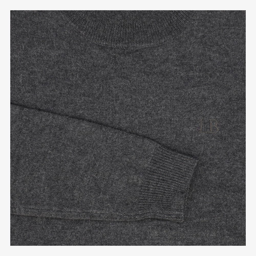 Silk Mock Neck Sweater - Charcoal