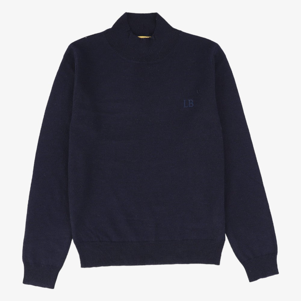 Silk Mock Neck Sweater - Navy