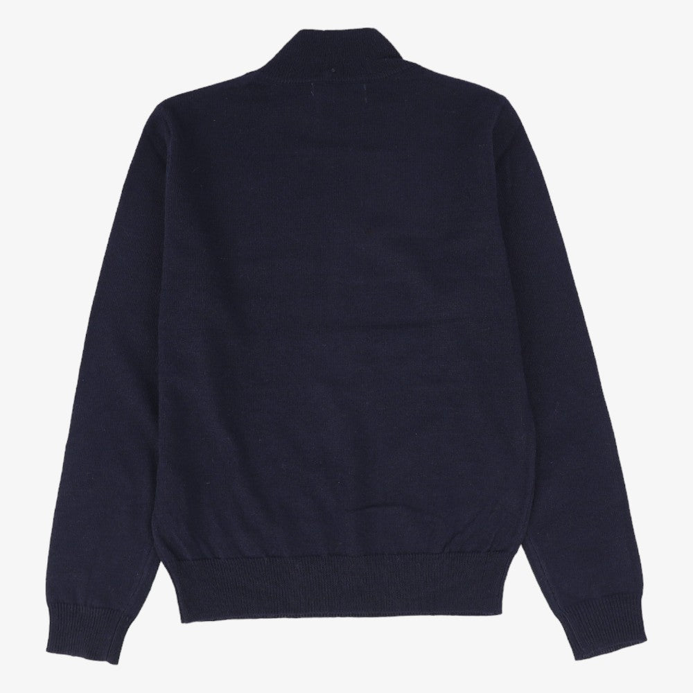 Silk Mock Neck Sweater - Navy