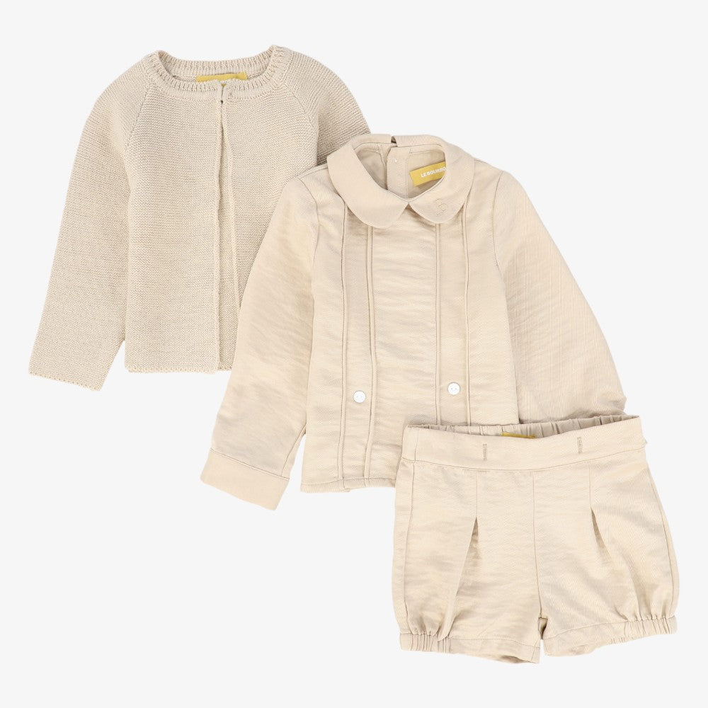 Top Cardigan And Bloomer - Beige