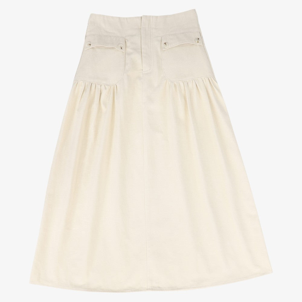 Shirred Denim Skirt - Tan