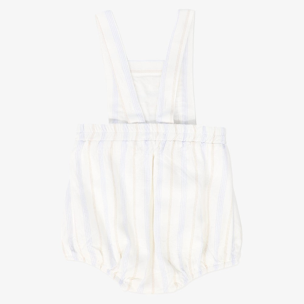 Stripe Smocked Romper - Light Blue