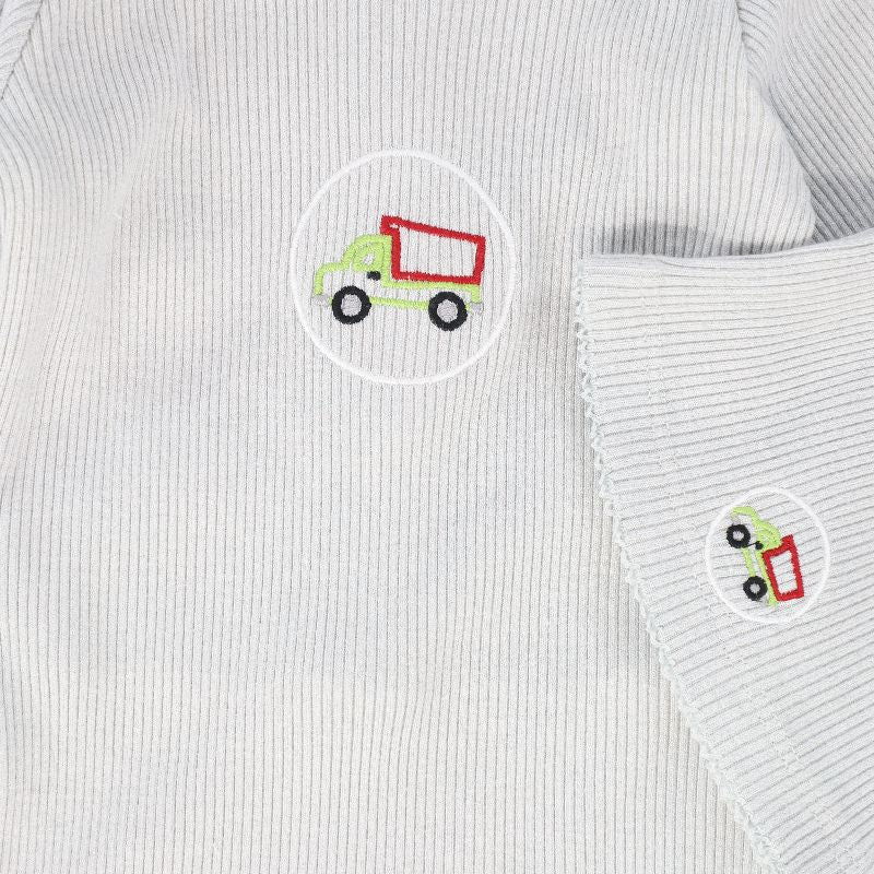 Outline Embroidered Footie - Blue