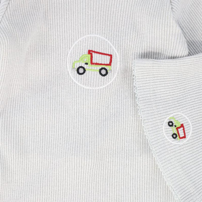 Outline Embroidered Footie - Blue