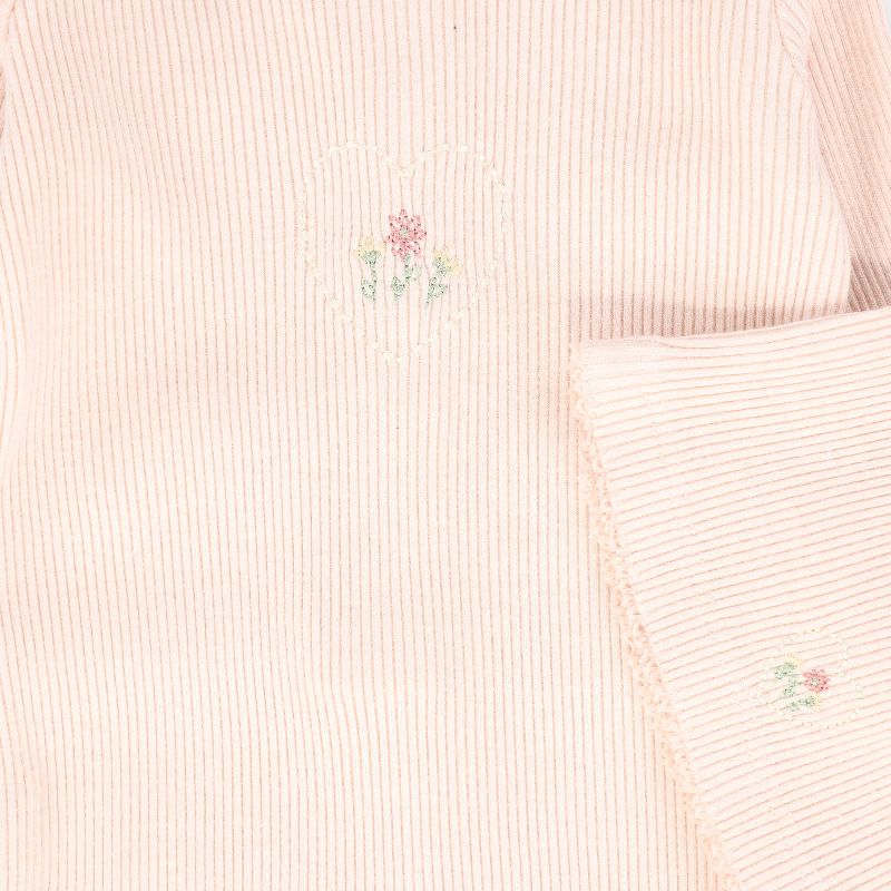 Outline Embroidered Footie - Pink