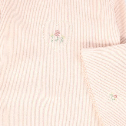 Outline Embroidered Footie - Pink