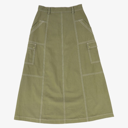 Cargo Stitch Detail Maxi Skirt - Olive