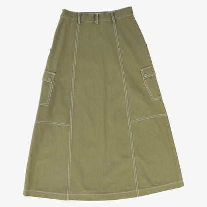 Cargo Stitch Detail Maxi Skirt - Olive
