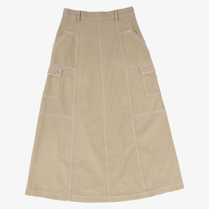 Cargo Stitch Detail Maxi Skirt - Tan