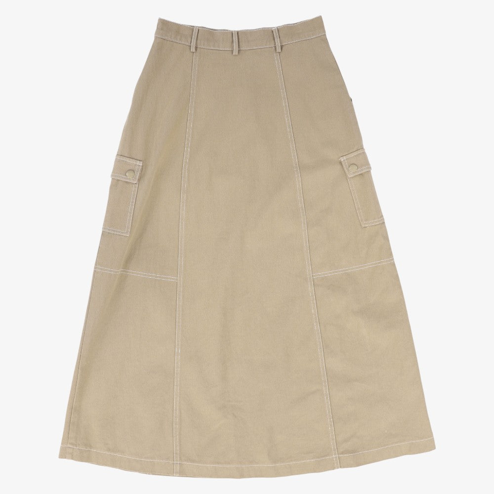 Cargo Stitch Detail Maxi Skirt - Tan