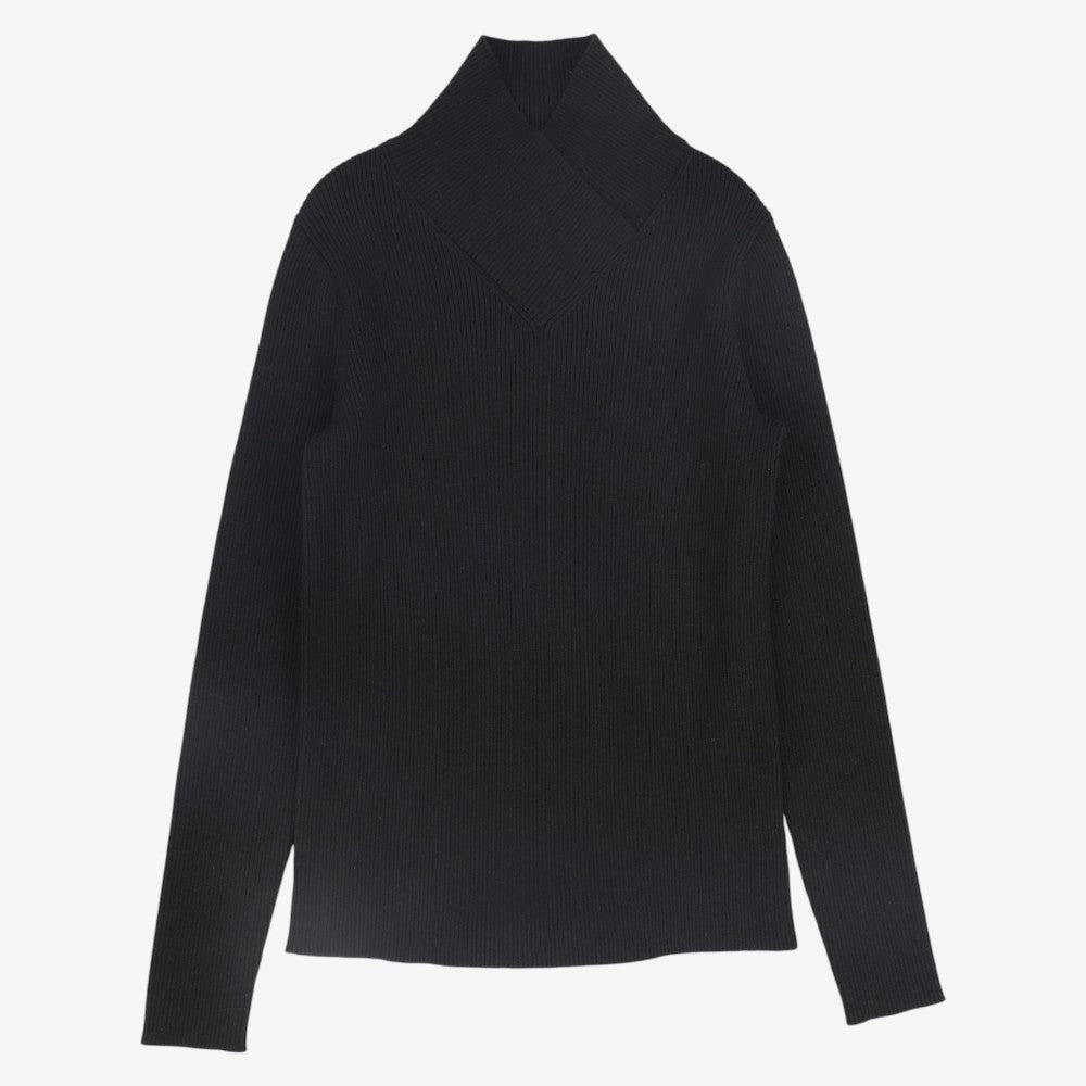 Wrap Neck Turtleneck - Black