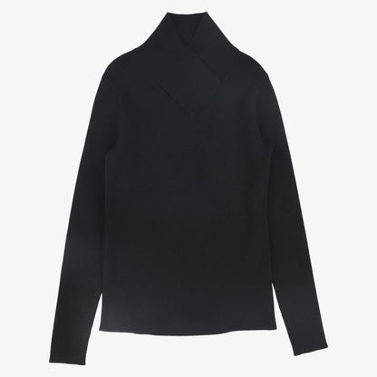 Wrap Neck Turtleneck - Black