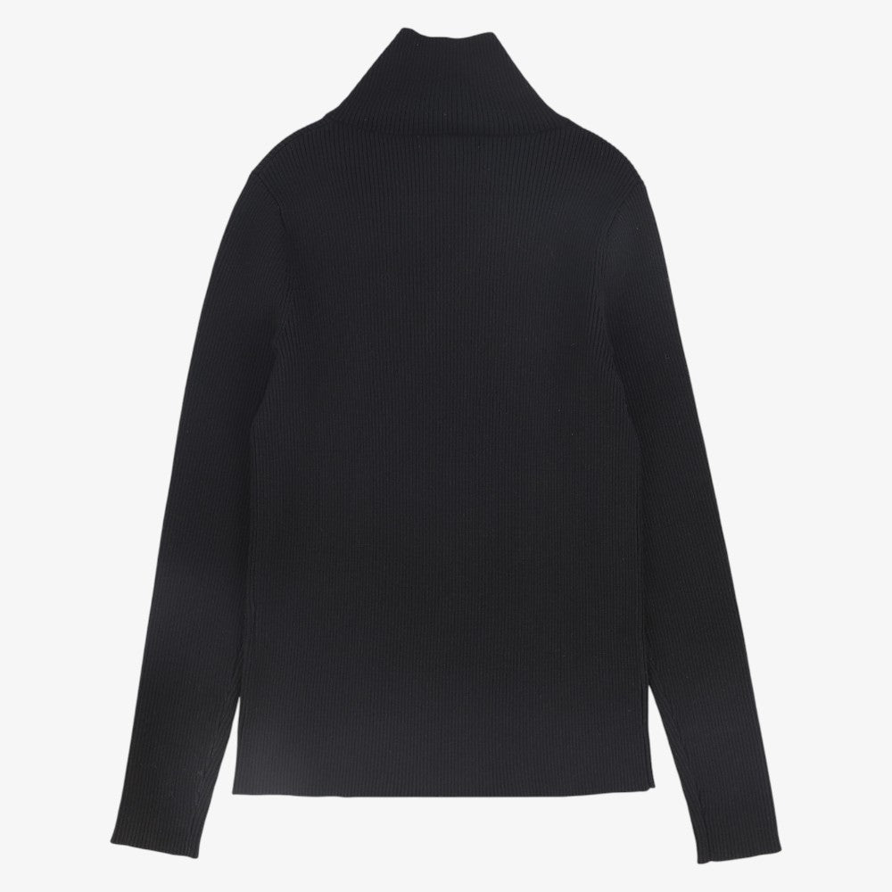 Wrap Neck Turtleneck - Black
