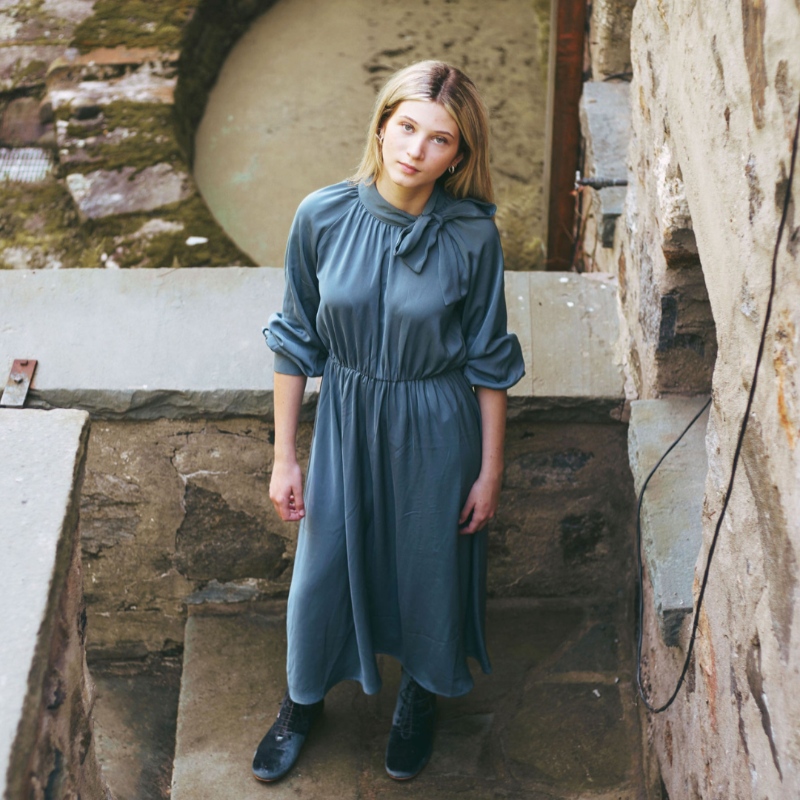 Neck Tie Dress - Blue