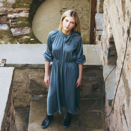 Neck Tie Dress - Blue