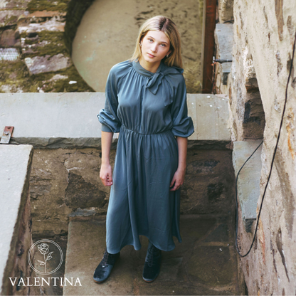 Neck Tie Dress - Blue
