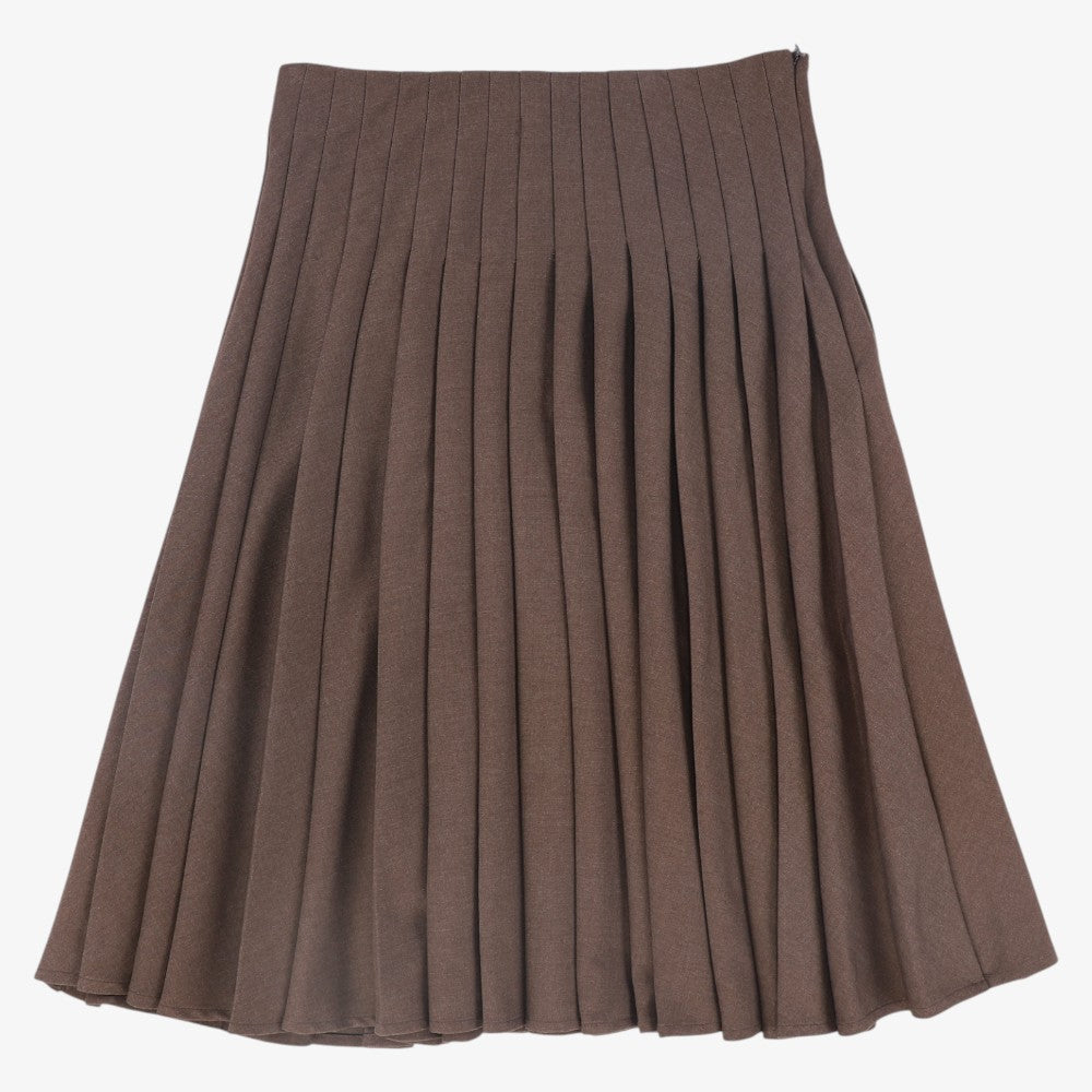 Thin Pleated Skirt - Brown