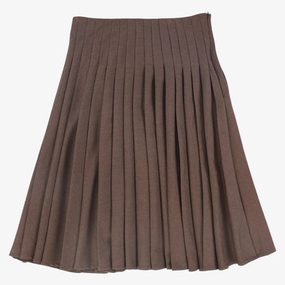 Thin Pleated Skirt - Brown