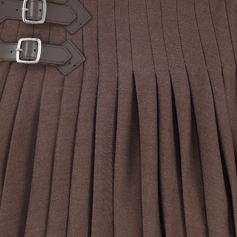 Thin Pleated Skirt - Brown